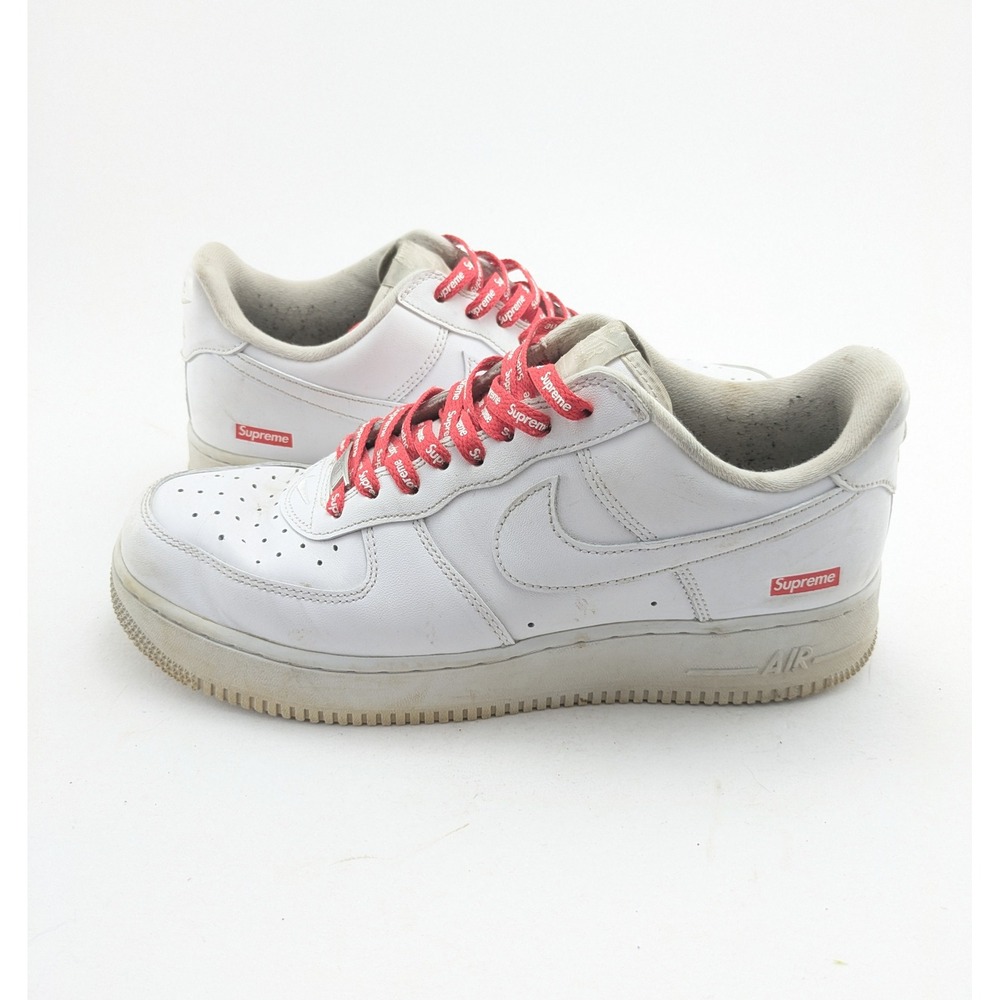 Mens Nike Air Force 1 Low Supreme White Leather Shoes CU9225-100 Size 9.5